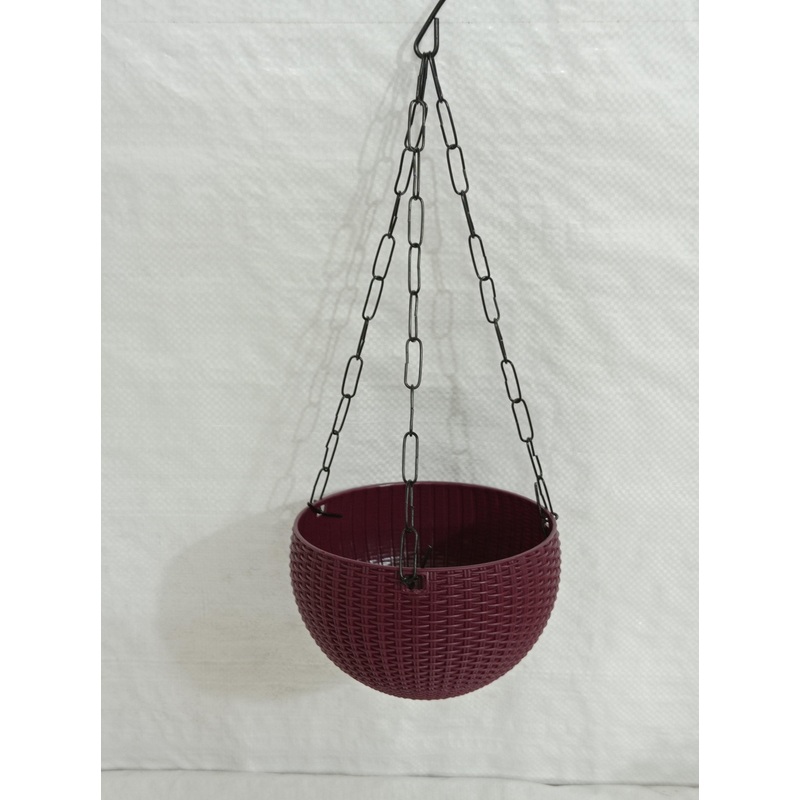 16 cm Coffee Rattan Hanging Planter (Small)