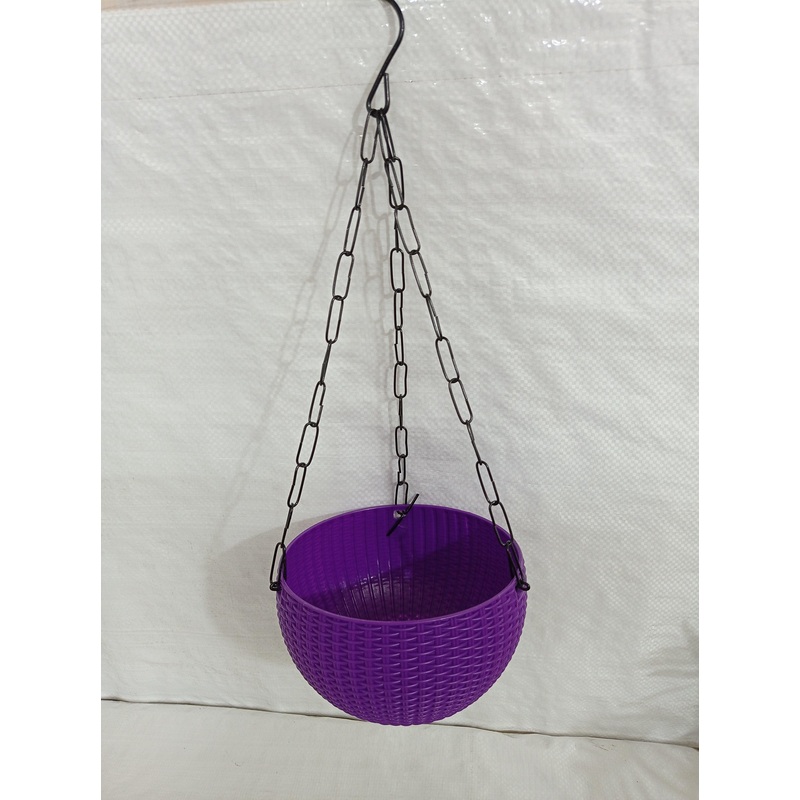 16 cm Violet Rattan Hanging Planter (Small)