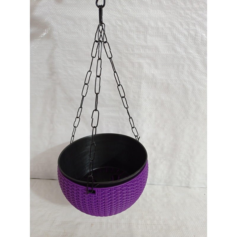 18 Cm Violet Rattan Hanging Planter with Chain